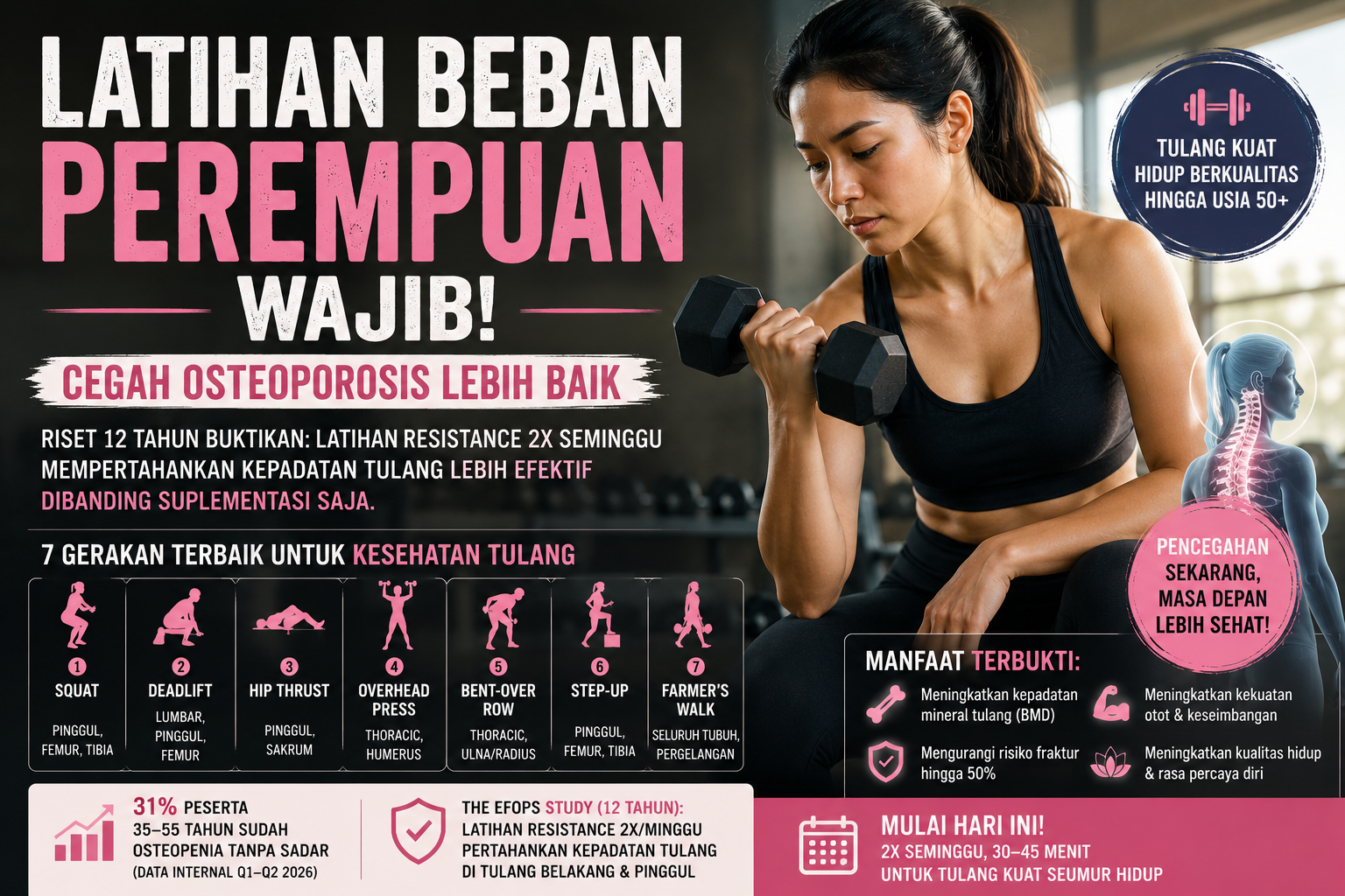 Latihan Beban Perempuan Justru Wajib, Riset Buktikan Cegah Osteoporosis Lebih Baik